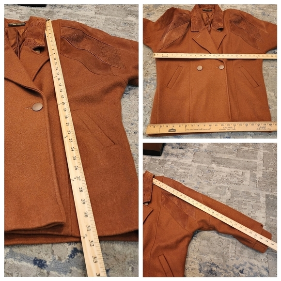 Vintage Havoc Camel Brown Wool Leather coat size 9/10 - Picture 6 of 17